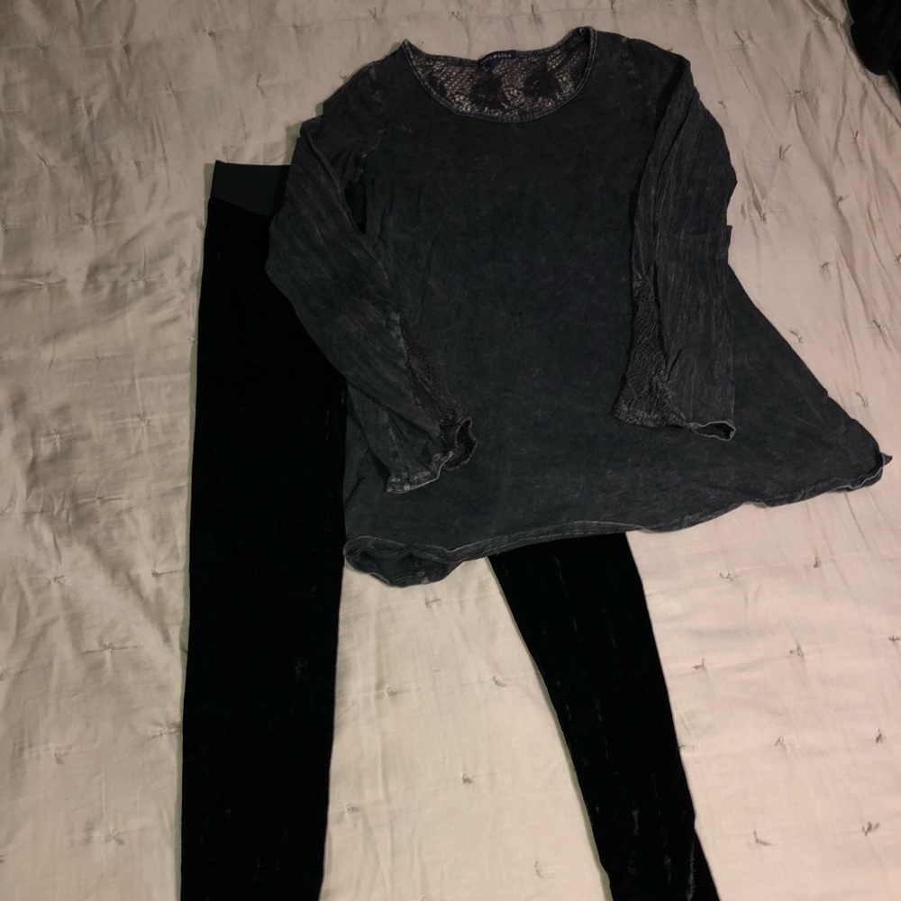 Black velvet leggings.